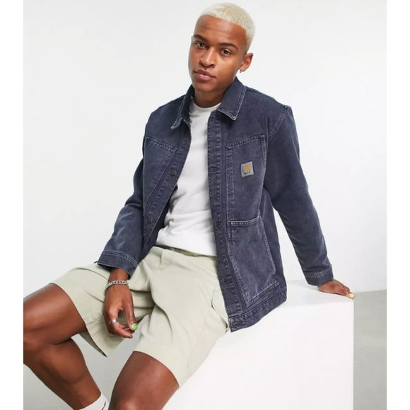 Carhartt WIP double front washed distressed oversized jean jacket Size XS unisex - Picture 2 of 11